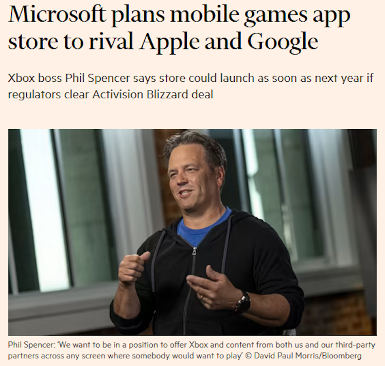 Xbox Mobile Store Microsoft Google Play Apple App Store Rival